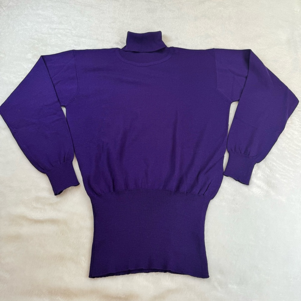 Bogner Womens Medium Wool Blend Vintage Turtleneck Pullover Purple Skiwear L/S